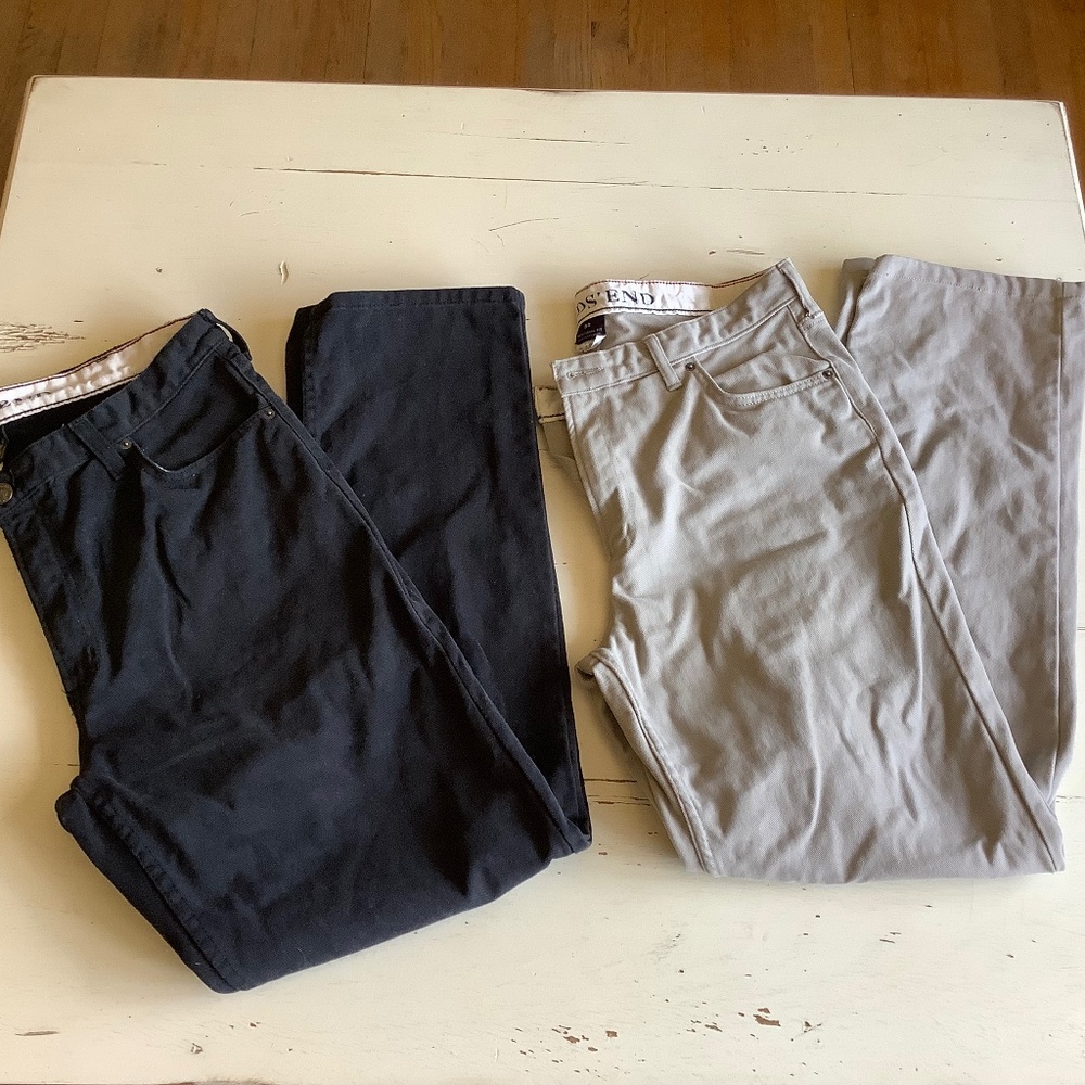 Bundle of 2 pair Land’s End 100% Cotton jean style Twill Pants 36 x 32 Workwear